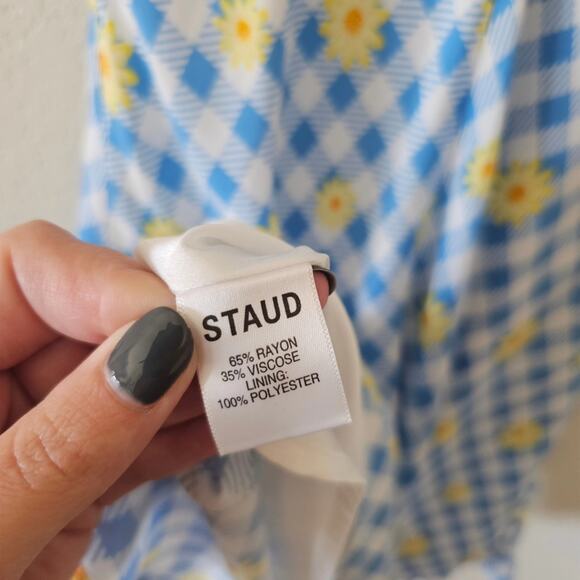 Staud Gingham Daisy Mini Dress - Picture 6 of 8